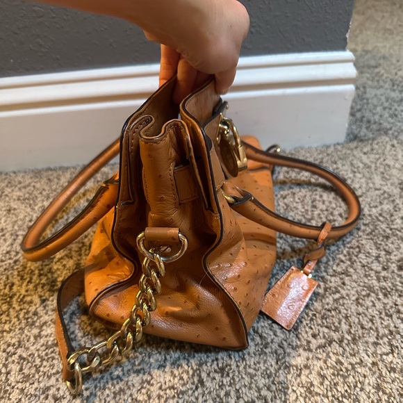 michael kors medium brown ostrich satchel - Picture 2 of 6